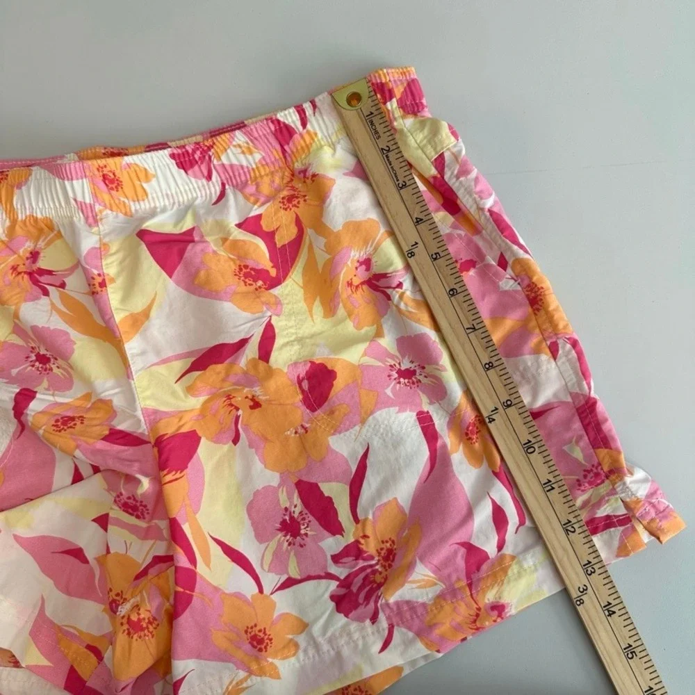 Columbia Womens Floral Shorts Pink Orange Tropical Outdoor Summer AL1418‎ Size M